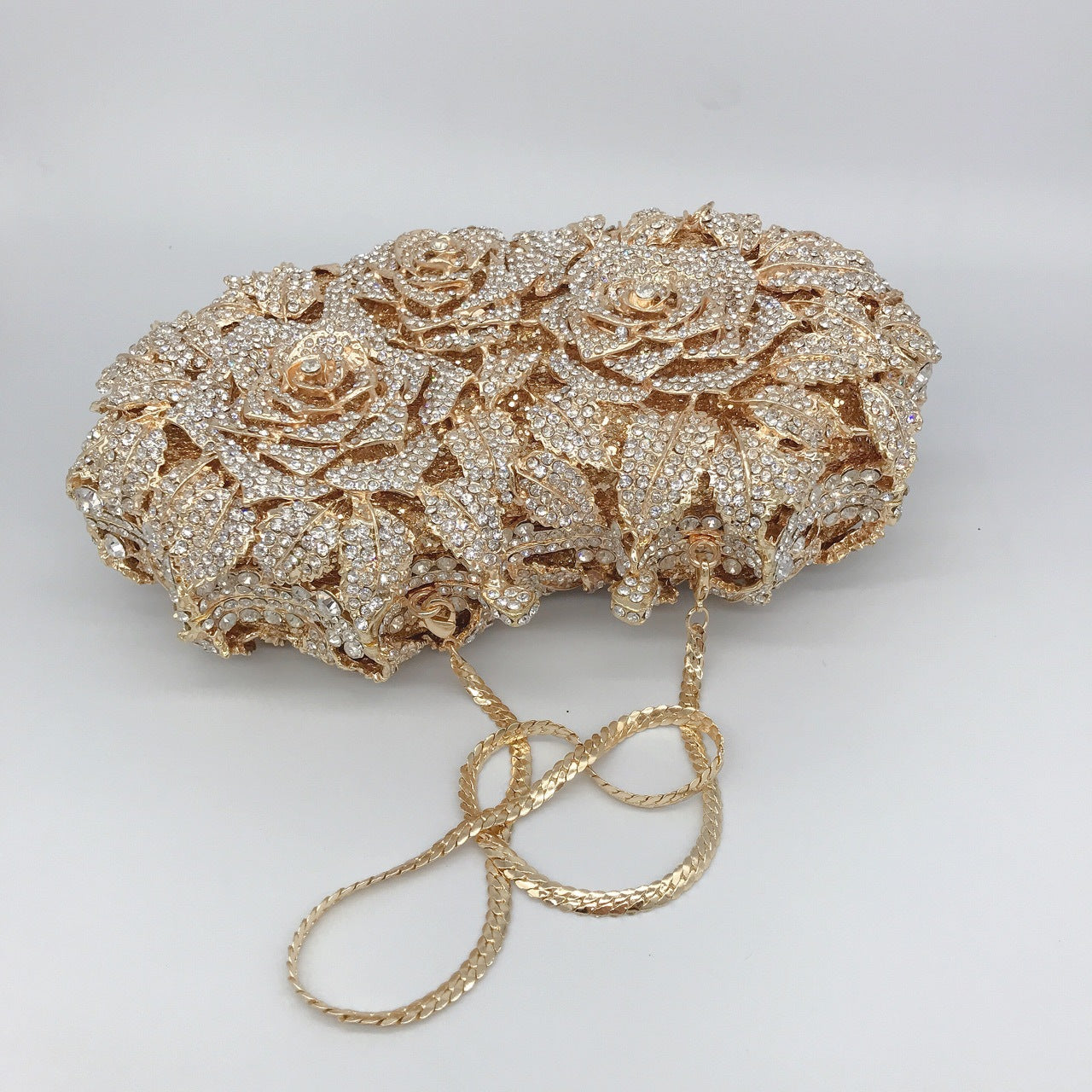 3 Flowers Shape Bridal Purse, Gold/Silver Wedding Clutch, Luxury Gift For Bride