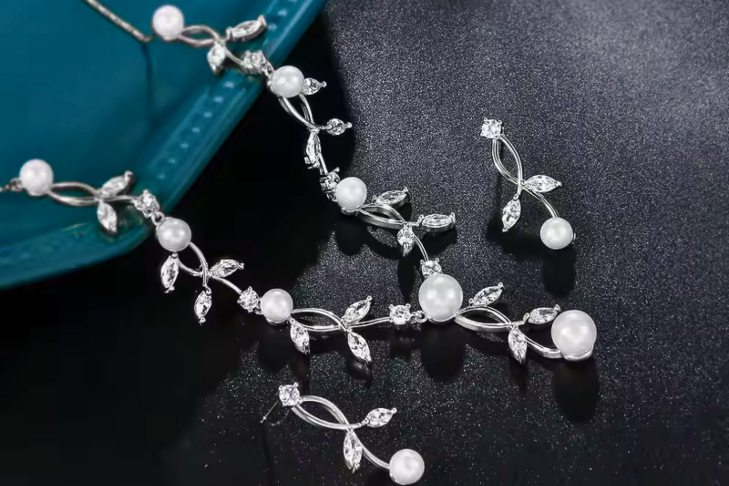 Gold Pearl Necklace Earring Set For Bride Trendy and Very Simple Jewelry Set