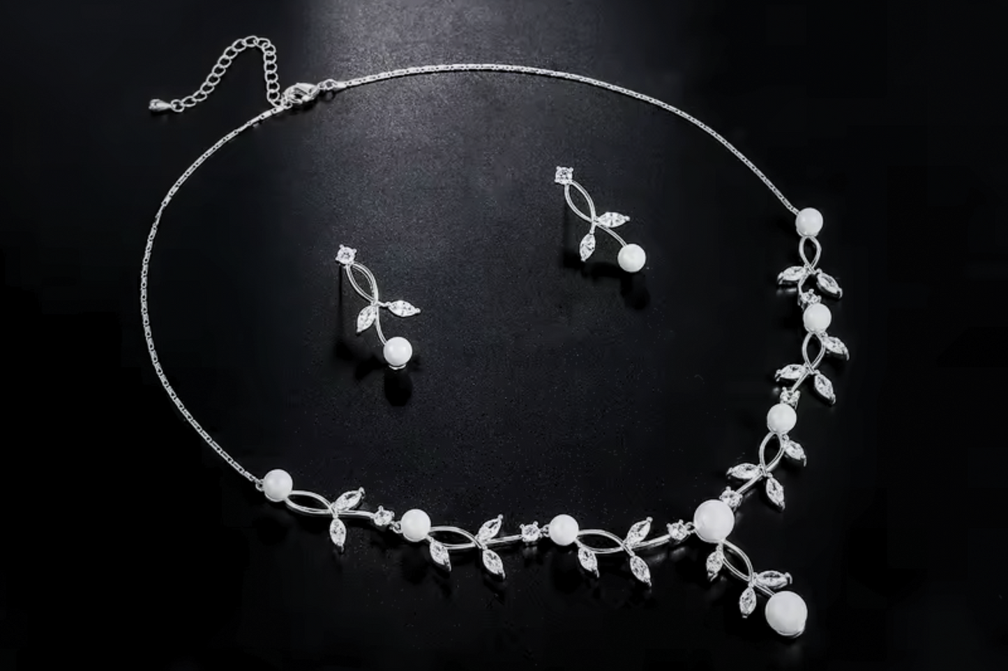 Gold Pearl Necklace Earring Set For Bride Trendy and Very Simple Jewelry Set