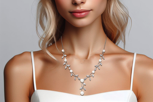 Gold Pearl Necklace Earring Set For Bride Trendy and Very Simple Jewelry Set