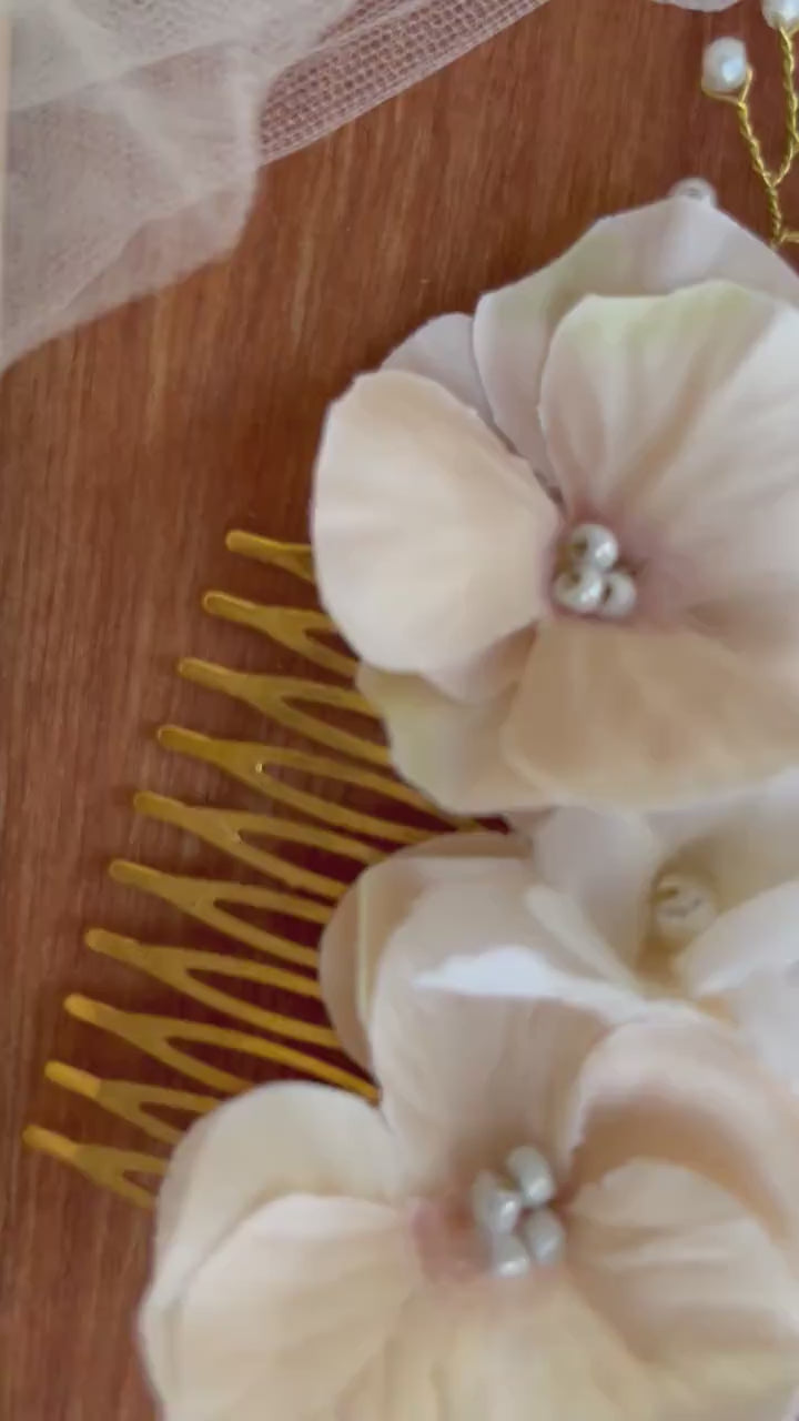 Wedding Hair Comb Floral Hair Comb Pearl Hair Comb Bridal Hairpiece Crystal Hair Comb Flower Hair Comb ~H-20
