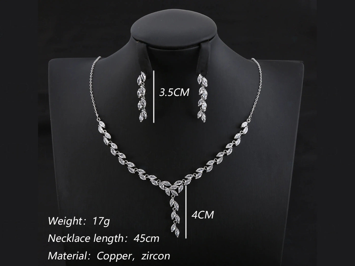 Bridal Jewelry Set, Platinum Plated, Shiny Vine Set - Silver Kebble Jewelry