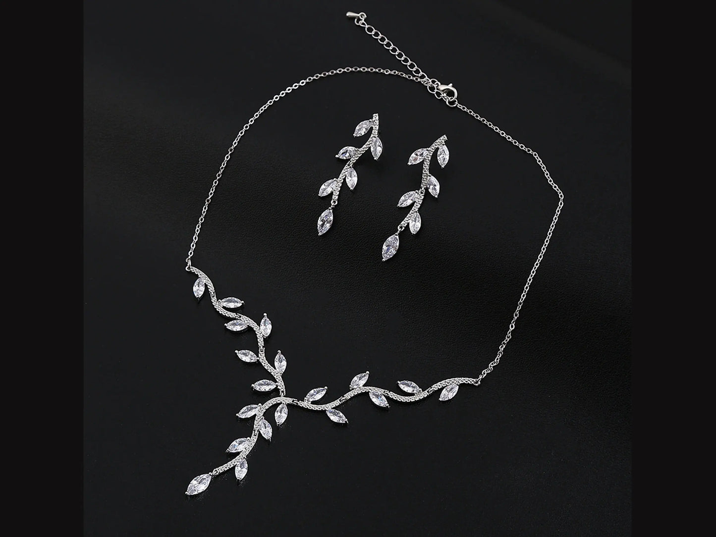 Bridal jewelry set, Wedding jewelry, Vine Necklace and Earrings Kebble Jewelry