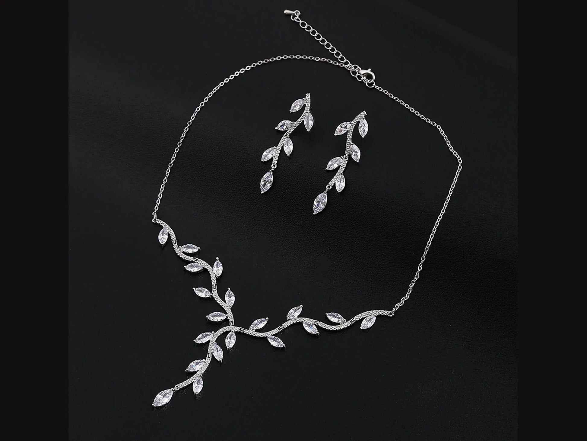 Bridal jewelry set, Wedding jewelry, Vine Necklace and Earrings Kebble Jewelry