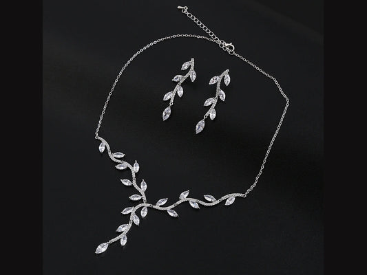Bridal jewelry set, Wedding jewelry, Vine Necklace and Earrings Kebble Jewelry