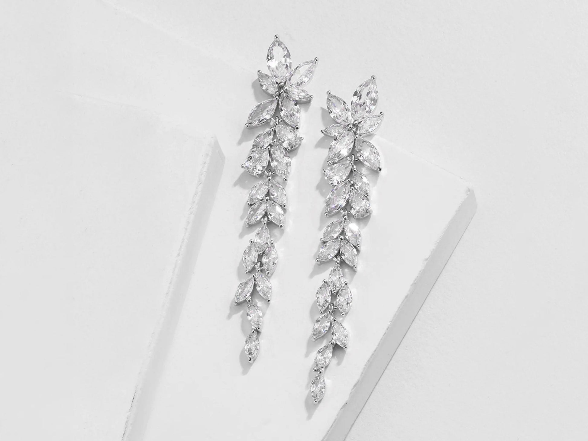 Crystal Bridal Earrings | Chandelier Earrings | Crystal Drop Earrings Kebble Jewelry