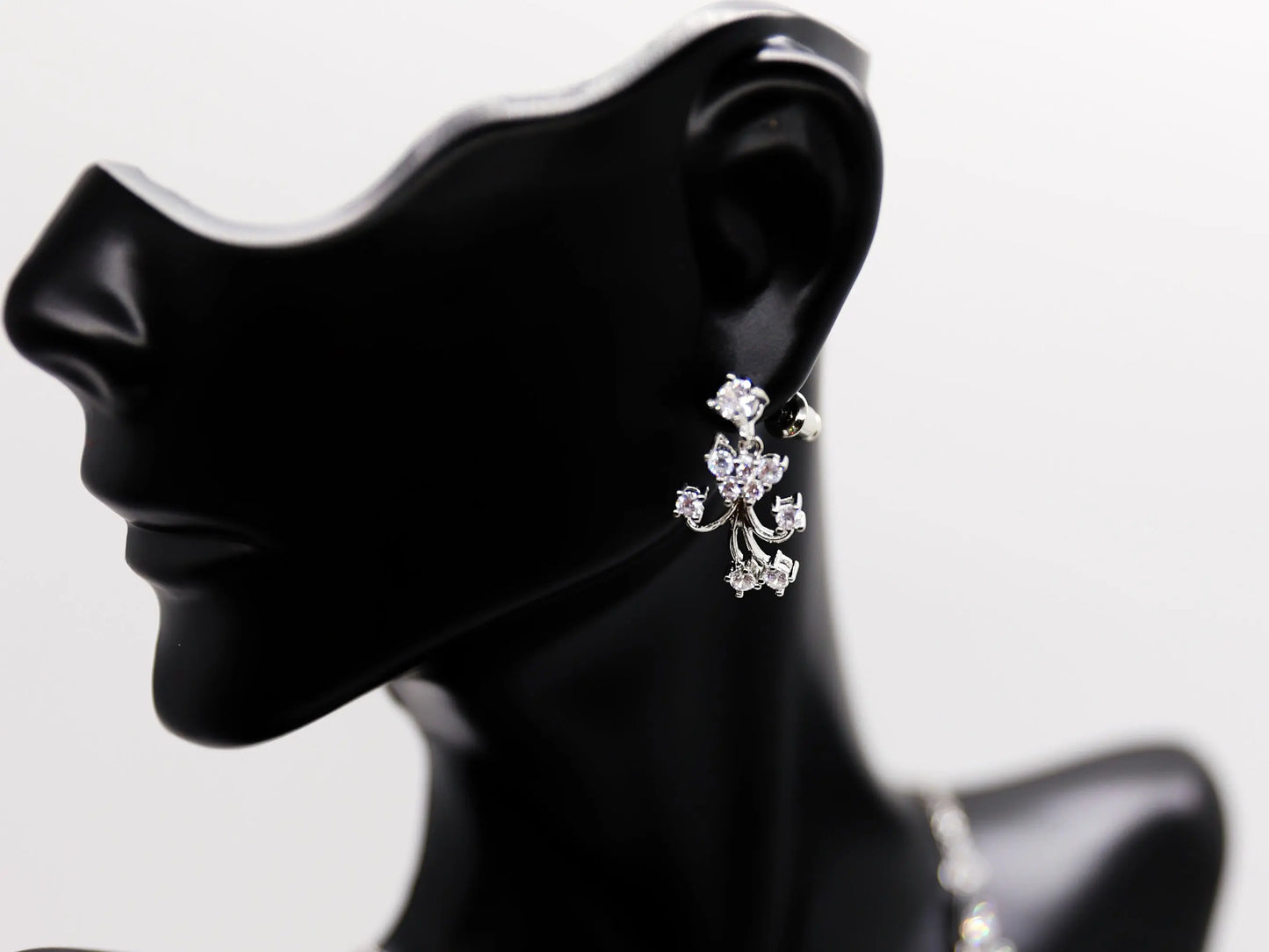 Crystal Necklace, Bridal Jewelry Set, Teardrop Necklace - Silver Kebble Jewelry
