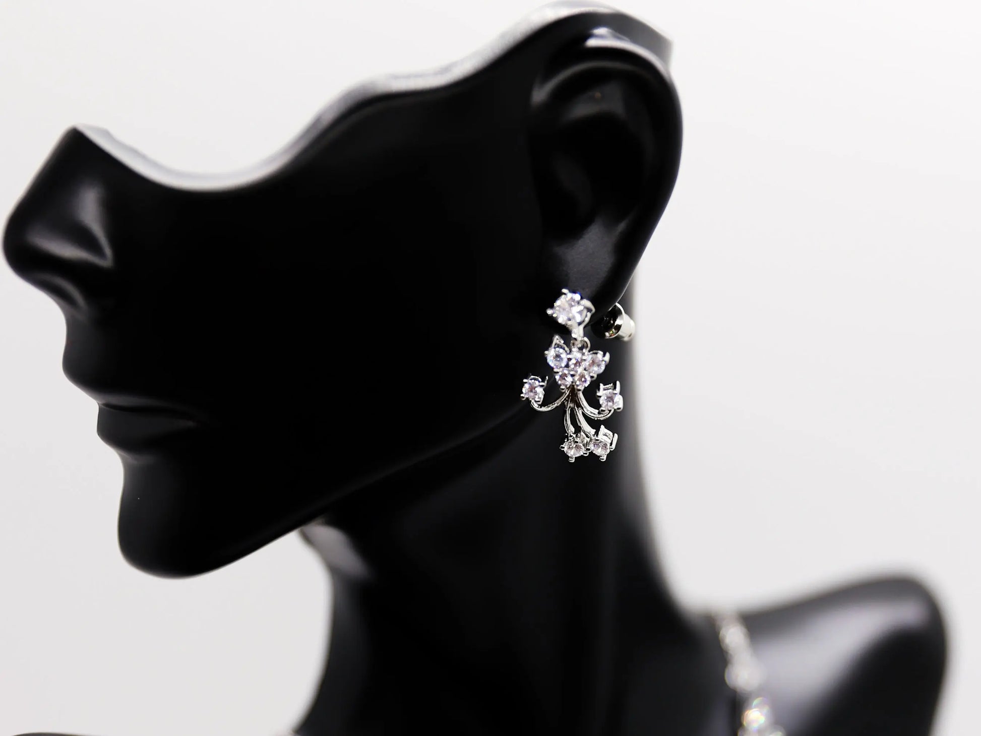 Crystal Necklace, Bridal Jewelry Set, Teardrop Necklace - Silver Kebble Jewelry