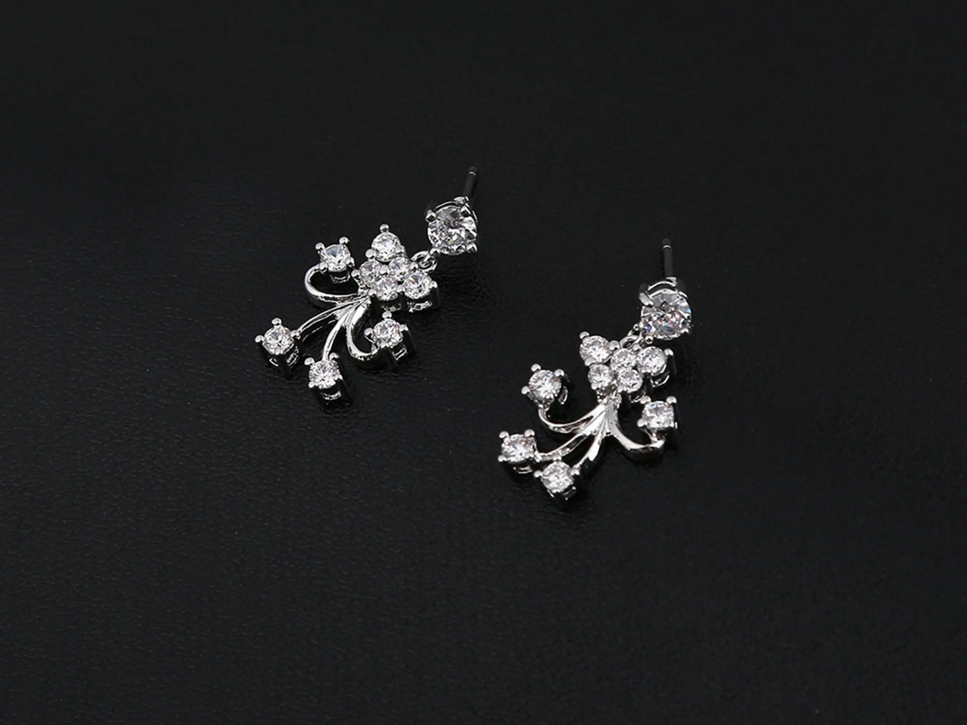 Crystal Necklace, Bridal Jewelry Set, Teardrop Necklace - Silver Kebble Jewelry