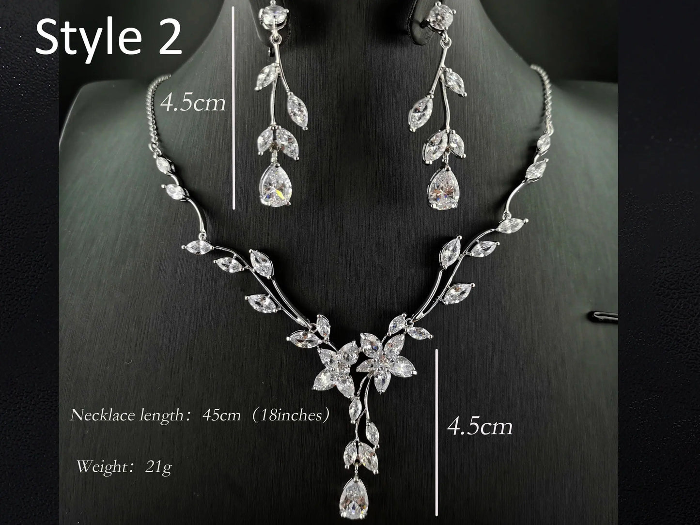 Elegant Crystal Jewelry, Bridal Jewelry Set, Tear Drop Pendant - Silver Kebble Jewelry