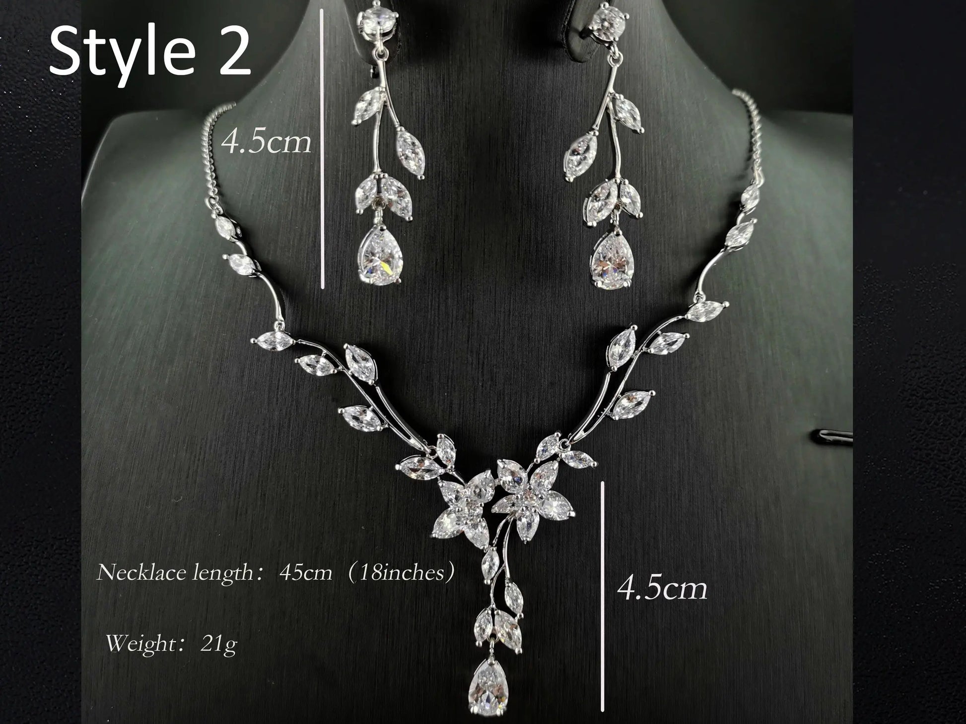 Elegant Crystal Jewelry, Bridal Jewelry Set, Tear Drop Pendant - Silver Kebble Jewelry