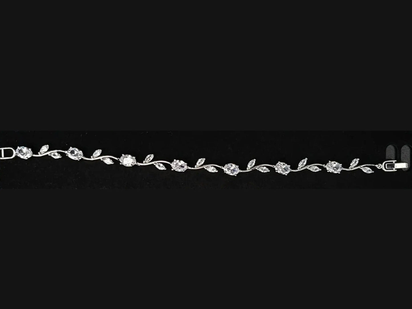 Simple Floral Vine Jewelry Set, Platinum Plated Cubic Zirconia Kebble Jewelry