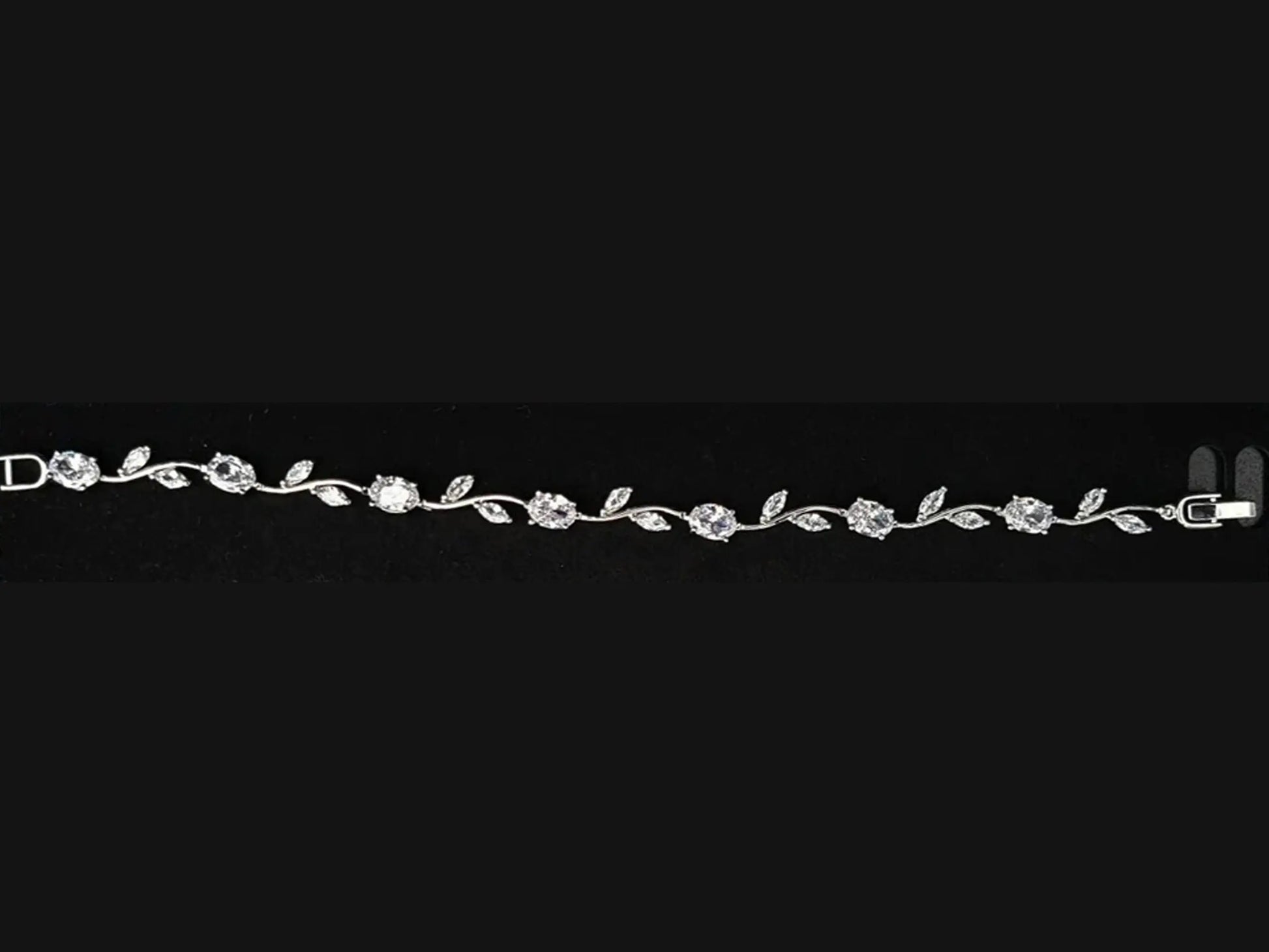 Simple Floral Vine Jewelry Set, Platinum Plated Cubic Zirconia Kebble Jewelry