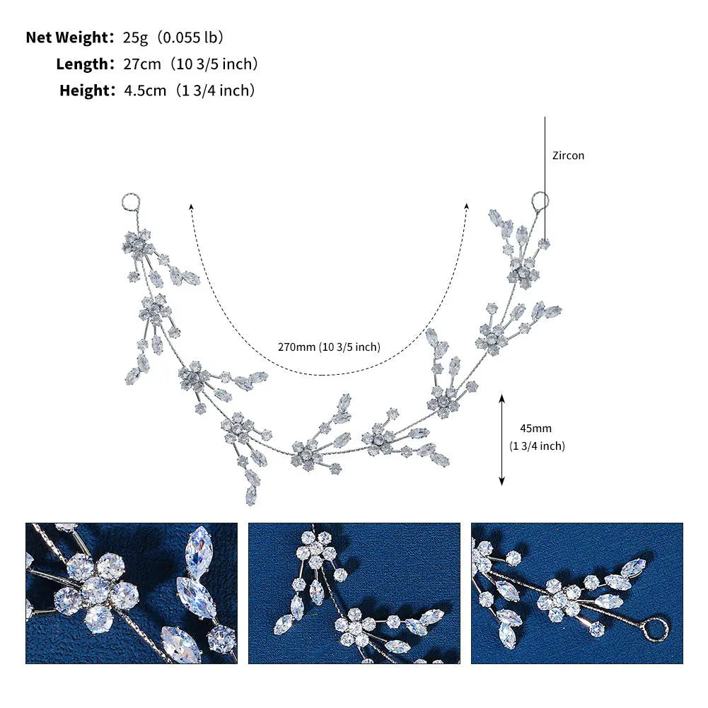 Wedding Hair Piece, Bridal Hair Piece Floral, Bridal Hair Piece Silver, Wedding Hair Vine, Bridal Hair Accessories Kebble Jewelry