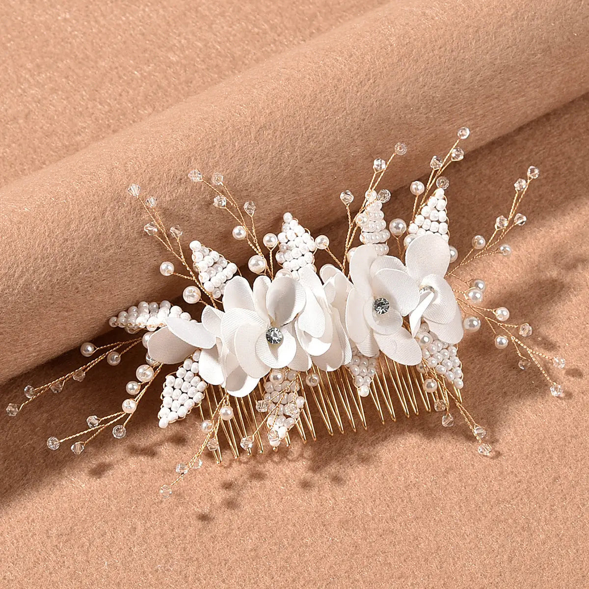 Wedding Hair Piece, Pearl Hair Pins, Gold Hair Clip, Flower Hair Piece, Floral Hair Comb, Bridal Hair Comb, Bridal Hair Accessories Kebble Jewelry