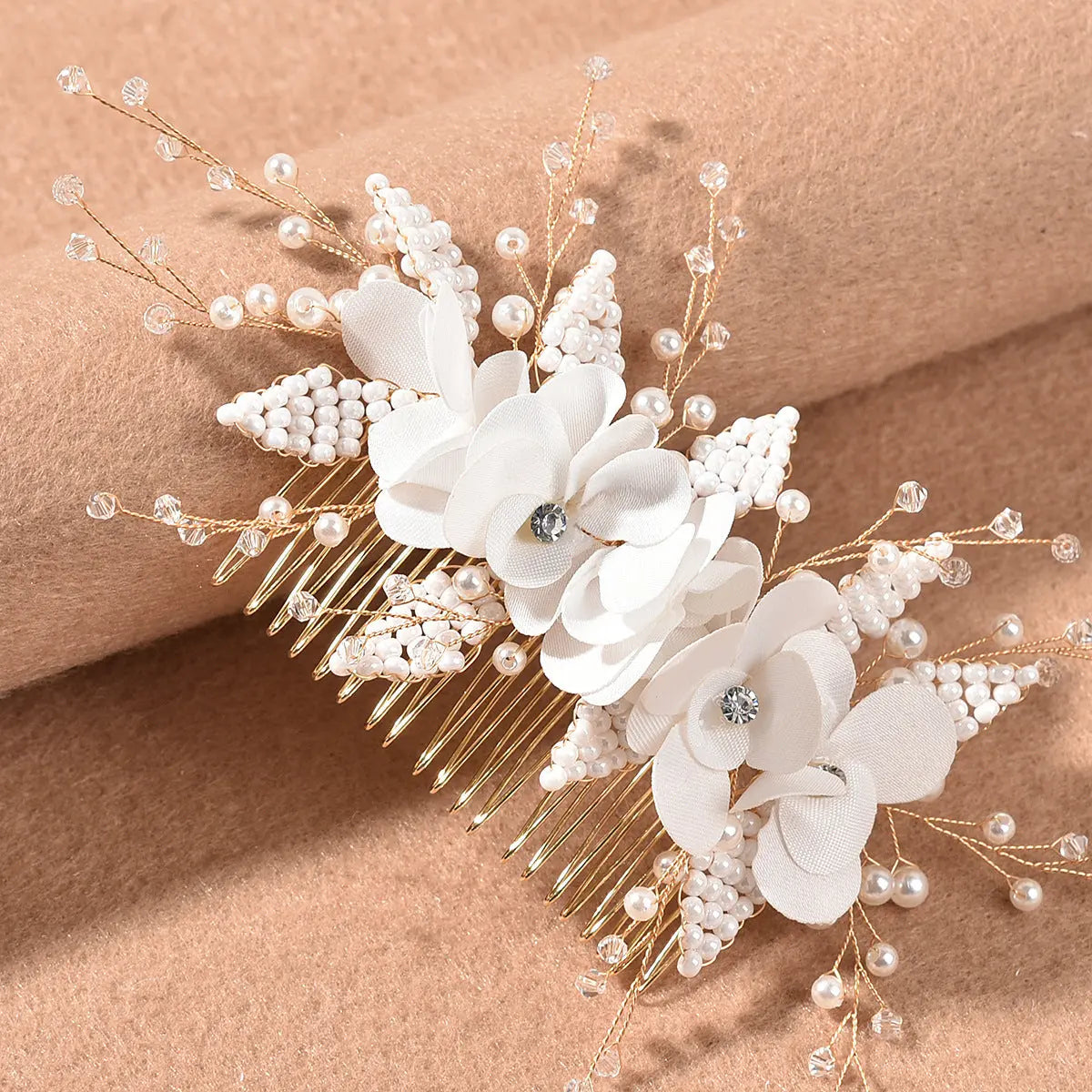 Wedding Hair Piece, Pearl Hair Pins, Gold Hair Clip, Flower Hair Piece, Floral Hair Comb, Bridal Hair Comb, Bridal Hair Accessories Kebble Jewelry