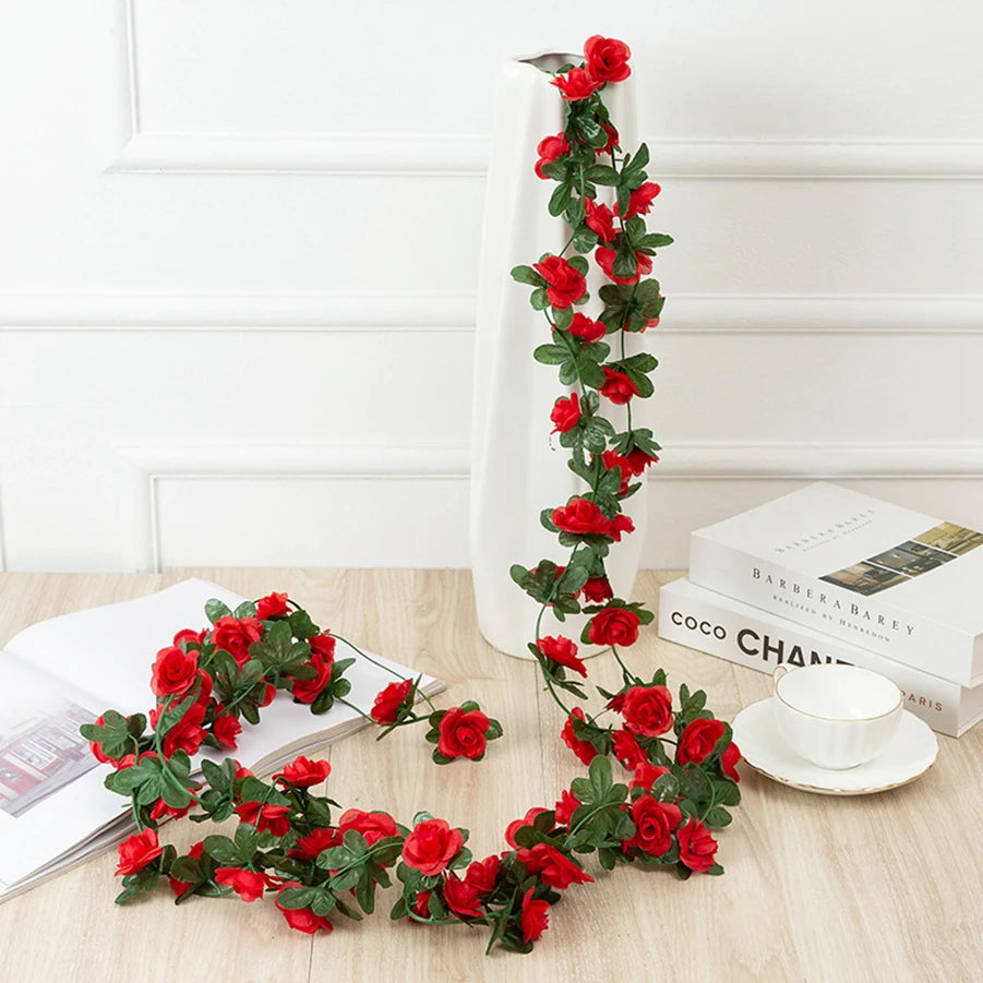 8.2 Feet Artificial Rose Flowers Garland - Perfect for Wedding, Home, and Room Decorations, Spring & Autumn