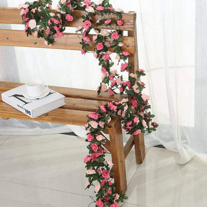 8.2 Feet Artificial Rose Flowers Garland - Perfect for Wedding, Home, and Room Decorations, Spring & Autumn