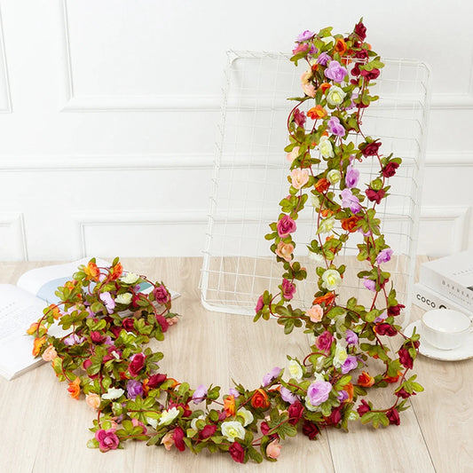 8.2 Feet Artificial Rose Flowers Garland - Perfect for Wedding, Home, and Room Decorations, Spring & Autumn