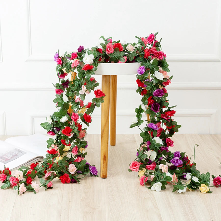 8.2 Feet Artificial Rose Flowers Garland - Perfect for Wedding, Home, and Room Decorations, Spring & Autumn