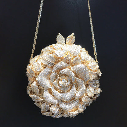 Floral Bridal Cluctch Evening Clutch, Flower Shape Clutch, Gold Clutch, Perfect Bag for Evening Party