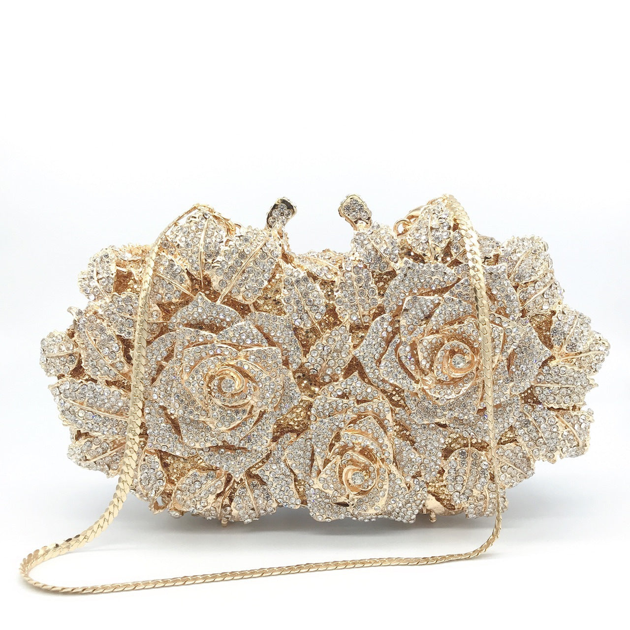 3 Flowers Shape Bridal Purse, Gold/Silver Wedding Clutch, Luxury Gift For Bride