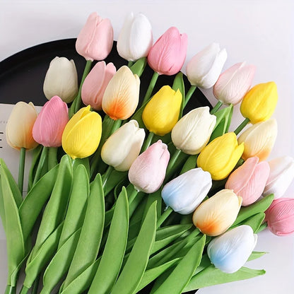 10Pcs Artificial Tulip Bouquet - Foam Fake Flowers for Wedding Ceremony and Decorations