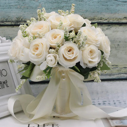 Timeless Bridesmaid Bouquet - White Silk Flower Elegance