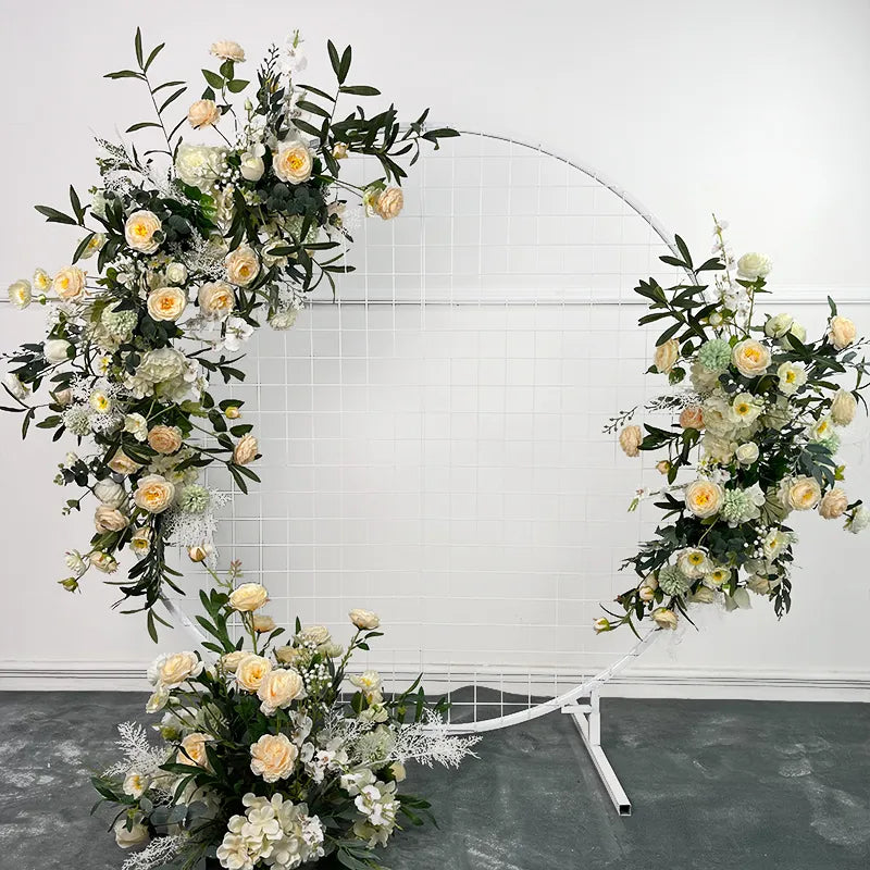 Wedding Props Artificial Crescent Flower Row - Elegant Floral Decoration for Ceremonies and Receptions