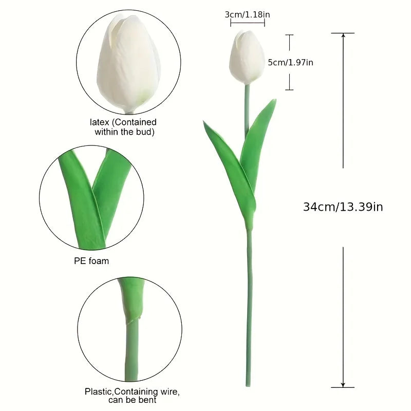 10Pcs Artificial Tulip Bouquet - Foam Fake Flowers for Wedding Ceremony and Decorations