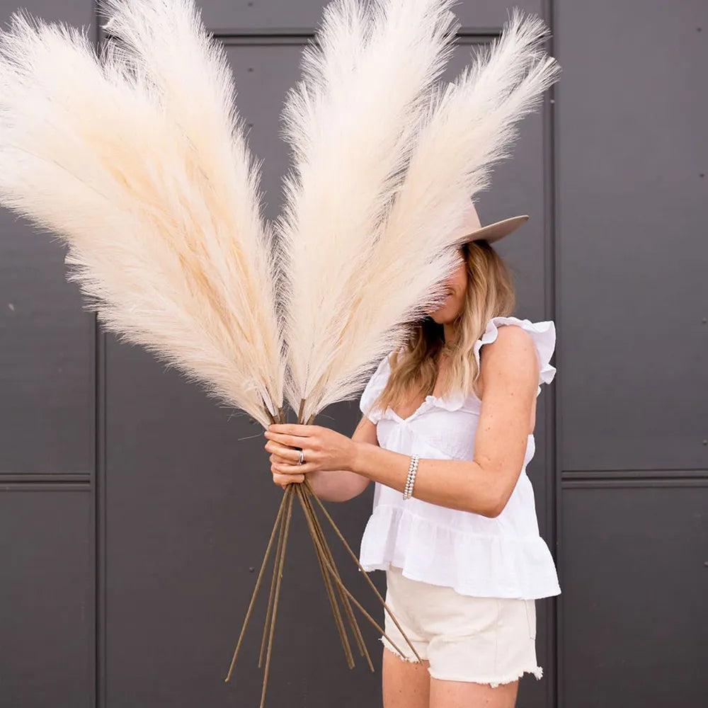 Faux Pampas Grass Decor Plume - Fake Reeds Plants, Everlasting Flowers for Home & Event Decorations