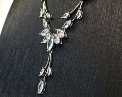 Bridal Jewelry Set For Bride | Necklace & Earrings Set | Leaf Shape Jewelry