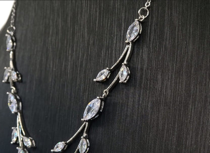 Bridal Jewelry Set For Bride | Necklace & Earrings Set | Leaf Shape Jewelry