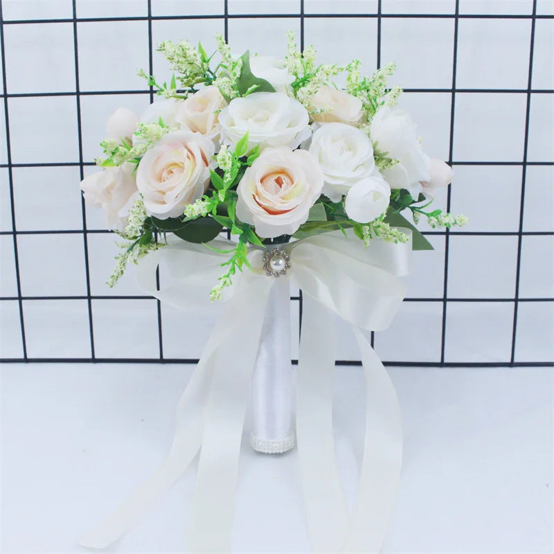 Timeless Bridesmaid Bouquet - White Silk Flower Elegance