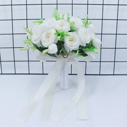 Timeless Bridesmaid Bouquet - White Silk Flower Elegance