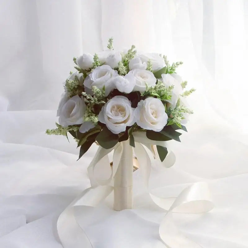 Timeless Bridesmaid Bouquet - White Silk Flower Elegance