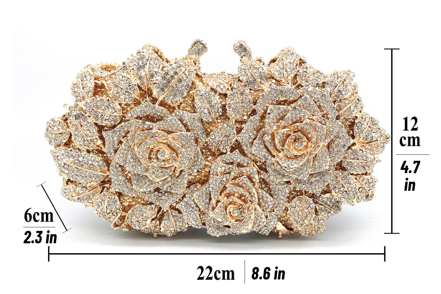 3 Flowers Shape Bridal Purse, Gold/Silver Wedding Clutch, Luxury Gift For Bride
