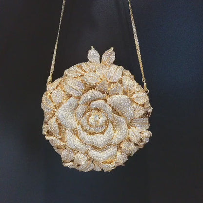 Floral Bridal Cluctch Evening Clutch, Flower Shape Clutch, Gold Clutch, Perfect Bag for Evening Party