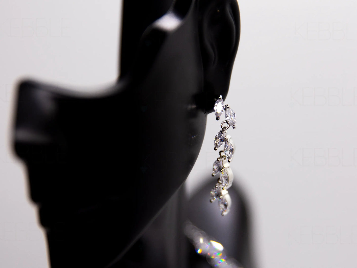 Bridal Jewelry Set, Platinum Plated, Shiny Vine Set - Silver Kebble Jewelry