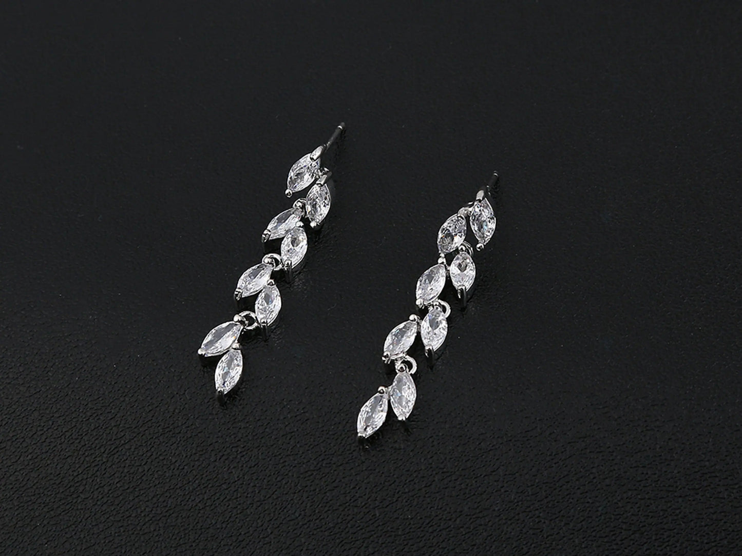 Bridal Jewelry Set, Platinum Plated, Shiny Vine Set - Silver Kebble Jewelry