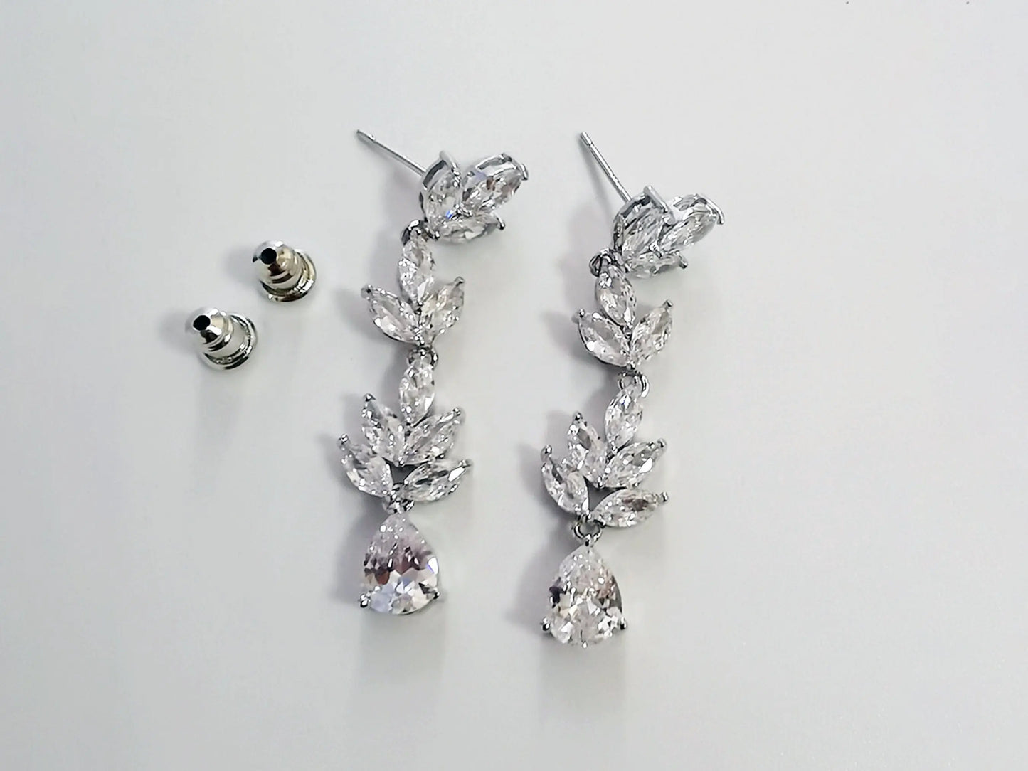 Bridal Necklace Set Rhinestone Bridal Jewelry - Silver Kebble Jewelry