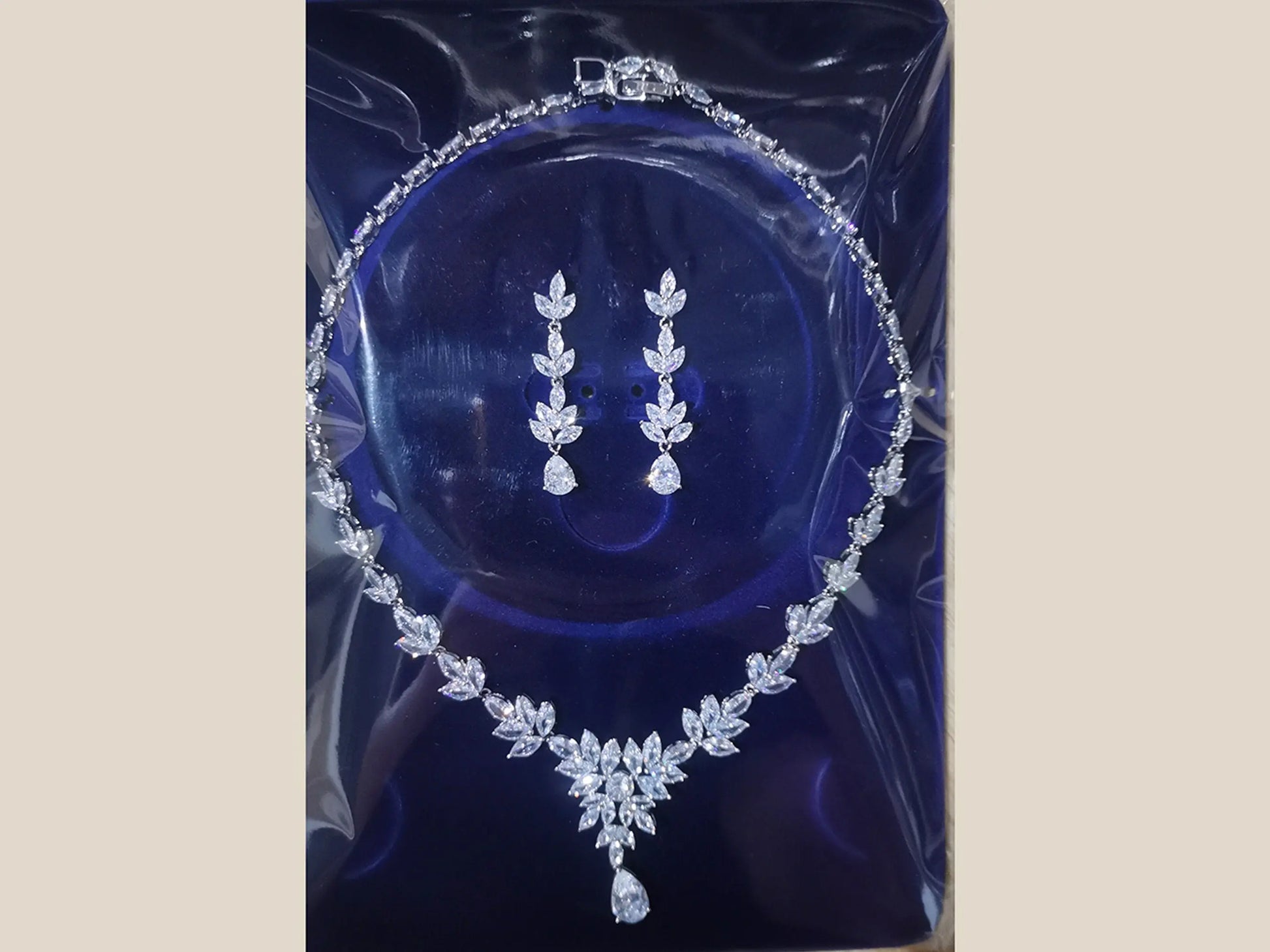 Bridal Necklace Set Rhinestone Bridal Jewelry - Silver Kebble Jewelry