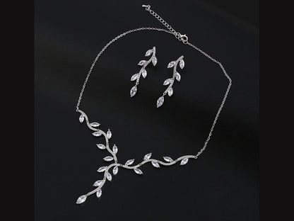 Bridal jewelry set, Wedding jewelry, Vine Necklace and Earrings Kebble Jewelry