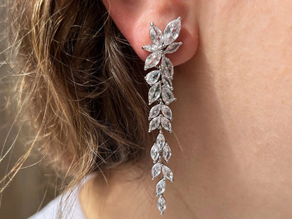 Crystal Bridal Earrings | Chandelier Earrings | Crystal Drop Earrings Kebble Jewelry