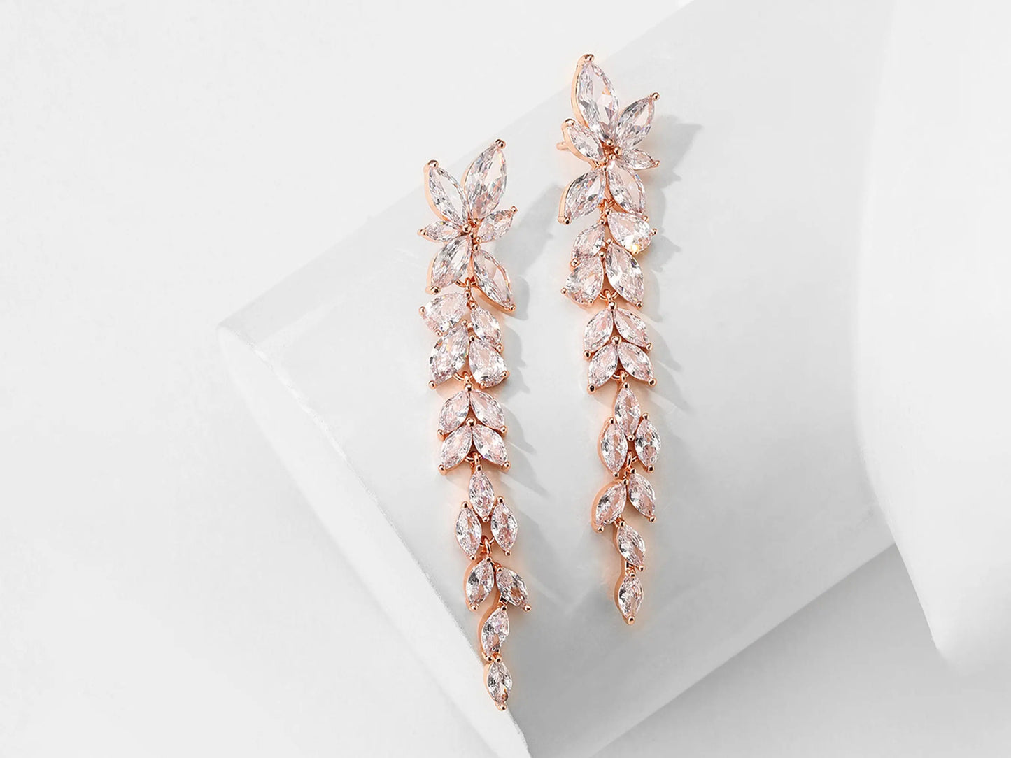 Crystal Bridal Earrings | Chandelier Earrings | Crystal Drop Earrings Kebble Jewelry