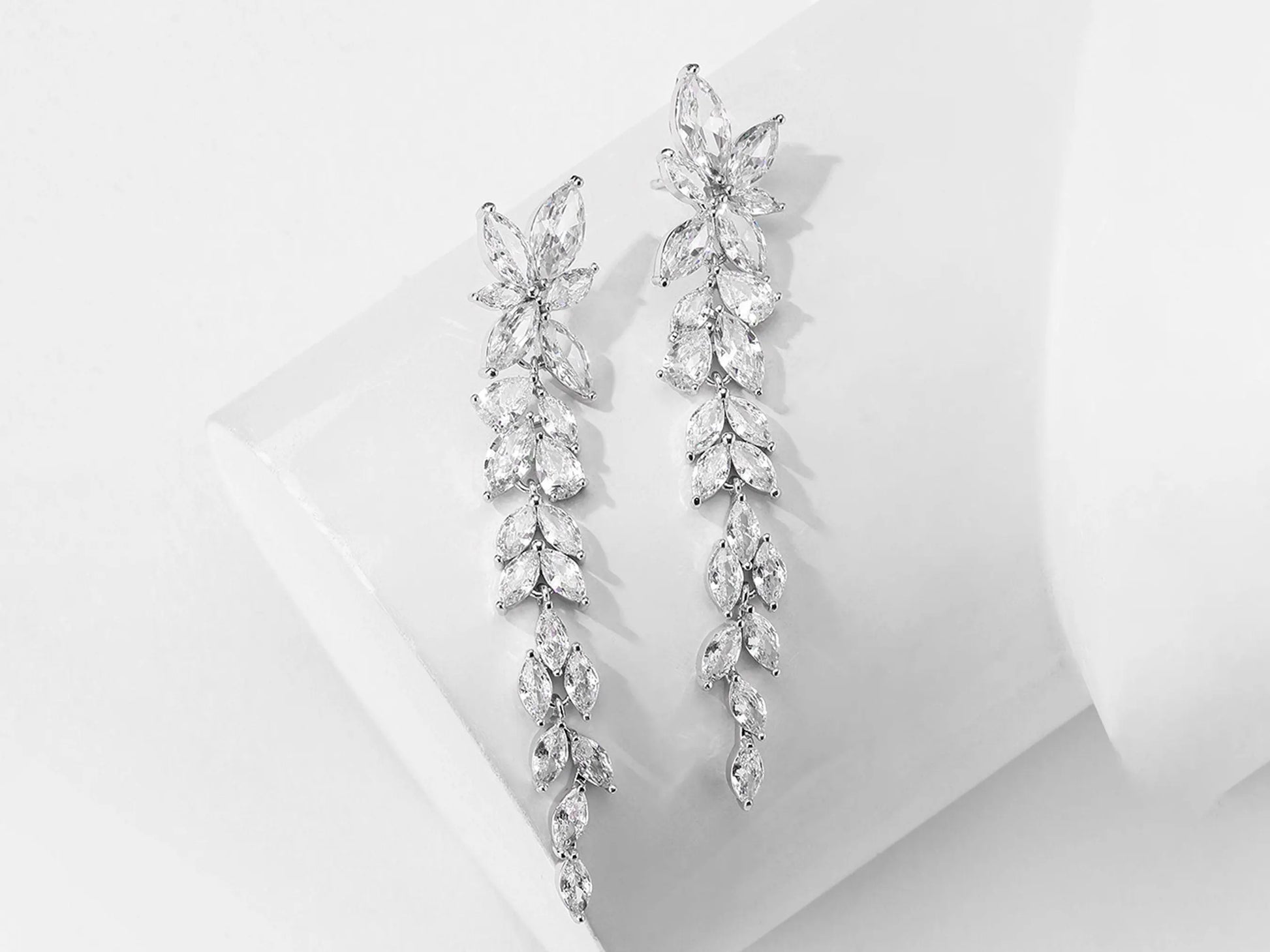 Crystal Bridal Earrings | Chandelier Earrings | Crystal Drop Earrings Kebble Jewelry