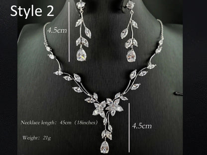 Elegant Crystal Jewelry, Bridal Jewelry Set, Tear Drop Pendant - Silver Kebble Jewelry