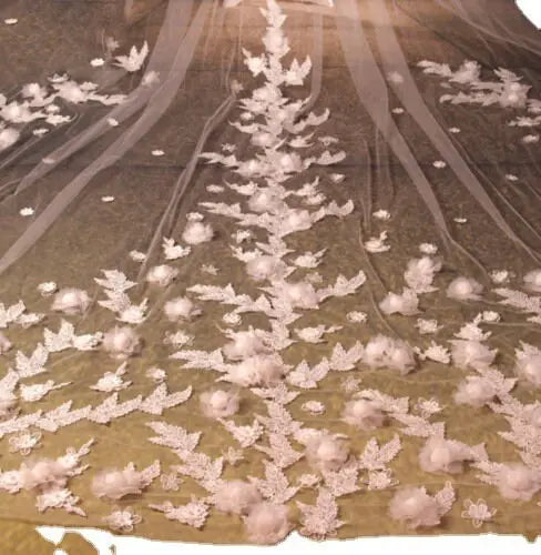 Floral Bridal Veil, Cathedral Wedding Veil, Long Veil, Wedding Veil, White Veil, Floor Length Veil, Fancy Veil, Bridal Veil With Flowers kebblejewelry