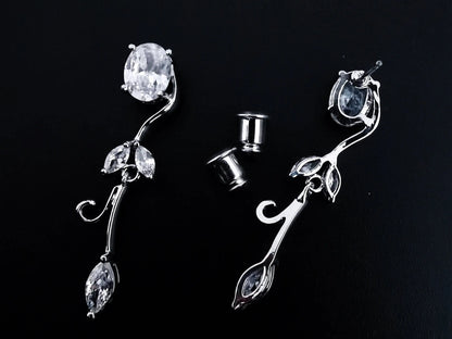 Simple Floral Vine Jewelry Set, Platinum Plated Cubic Zirconia Kebble Jewelry