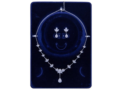 Wedding Jewelry Set | Crystal Necklace + Earrings - Silver Kebble Jewelry